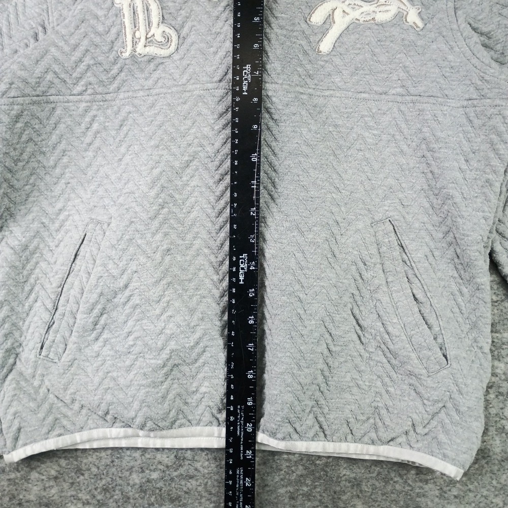 Penelope Women's L Pepita Sweater Cozy Equestrian Quilted Pullover Gray Striped - Picture 14 of 16